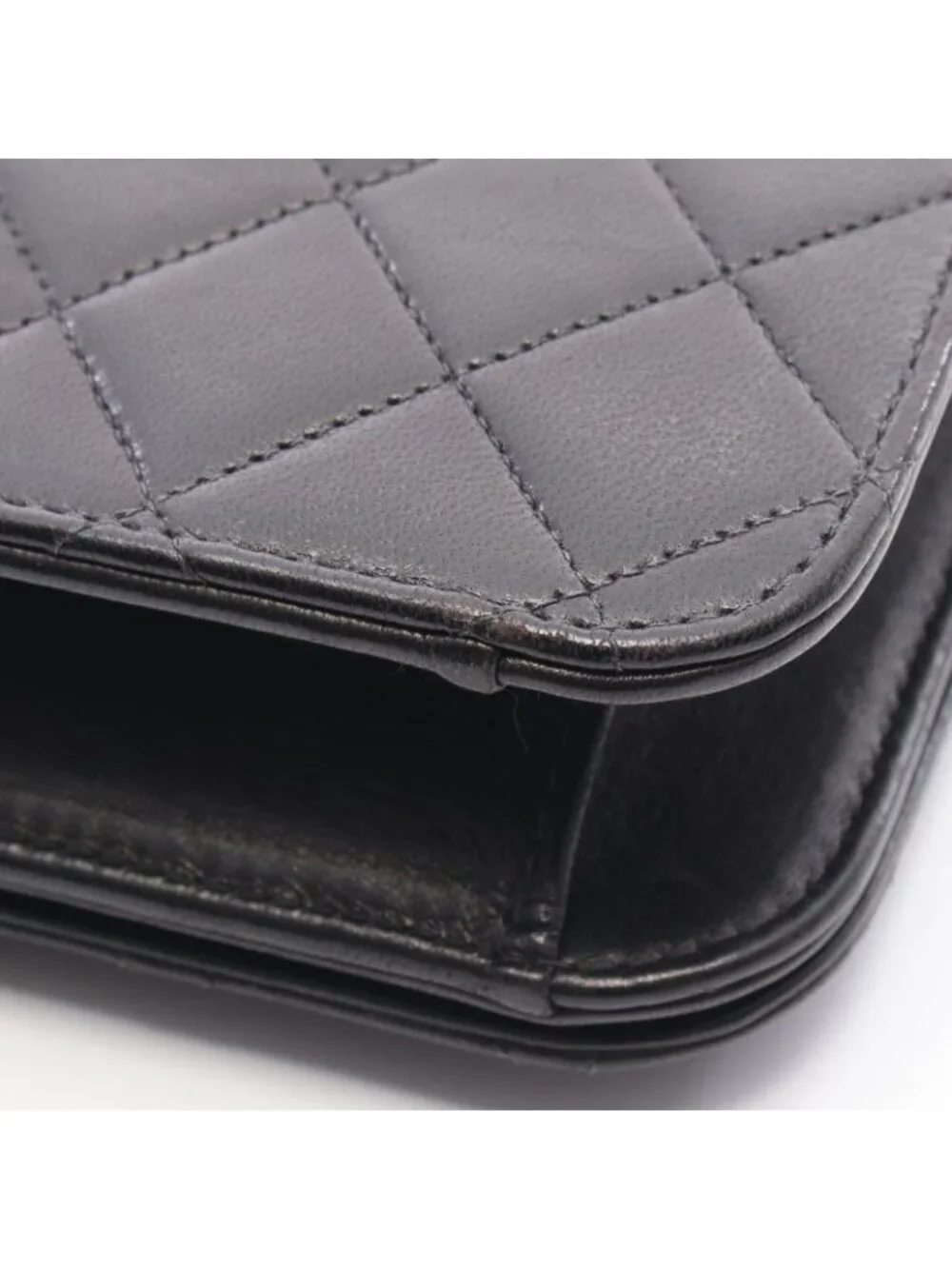 Chanel Shoulder Bag Full Flap Quilted Black Lambskin Chain